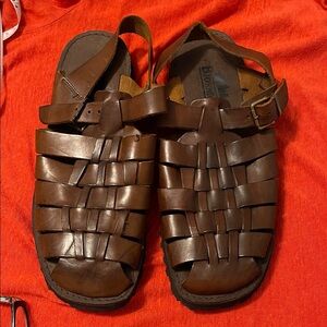 BjorndaL Men's Sandals Leather Brown Size 11 Made In Italy
